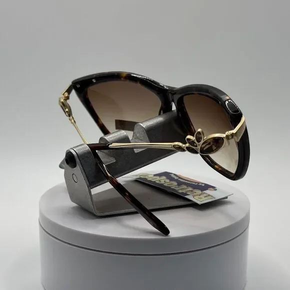 NOS Vintage Y2K Designer Sunglasses BCBG Max Azria | Luxe Tortoise Gold Cat Eye - Picture 8 of 11